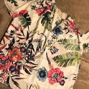 EUC Flowing Floral Top with open shoulder